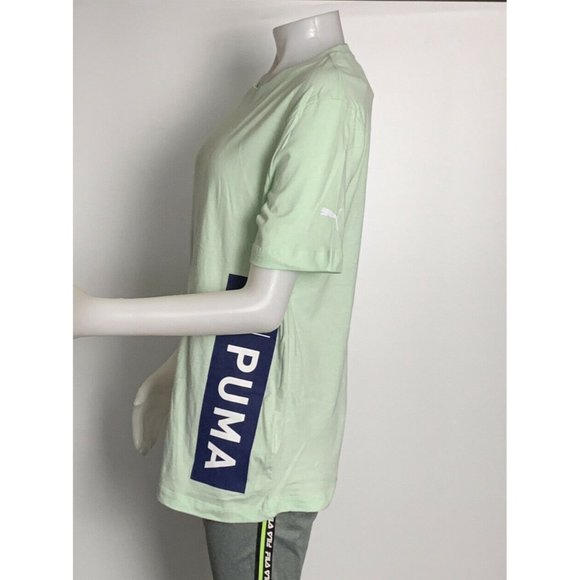 Women’s T-Shirt Size M PUMA Oversize Jock Tag Tee Mist Green - Dark Deni TD29009 - Picture 3 of 11